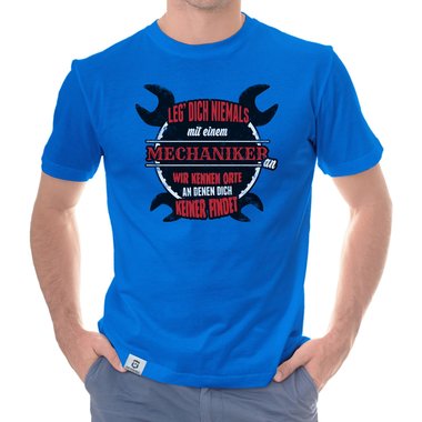 Herren T-Shirt - Leg dich niemals mit Mechanikern an! weiss-schwarz 5XL