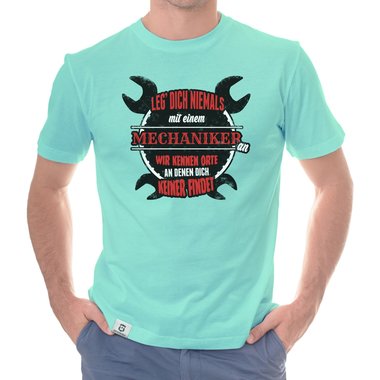Herren T-Shirt - Leg dich niemals mit Mechanikern an! weiss-schwarz 5XL