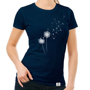 Damen T-Shirt - Pusteblume dunkelblau-weiss S