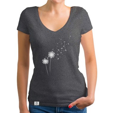 Damen T-Shirt V-Ausschnitt - Pusteblume