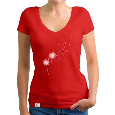 Damen T-Shirt V-Ausschnitt - Pusteblume