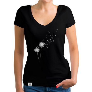 Damen T-Shirt V-Ausschnitt - Pusteblume