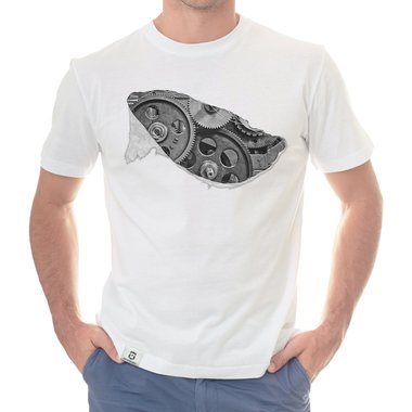 Herren T-Shirt - Zahnrad Maschine dunkelblau-grau S