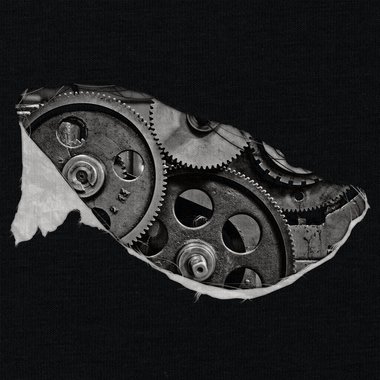 Herren T-Shirt - Zahnrad Maschine dunkelblau-grau S