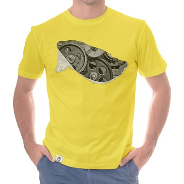Herren T-Shirt - Zahnrad Maschine dunkelblau-grau S