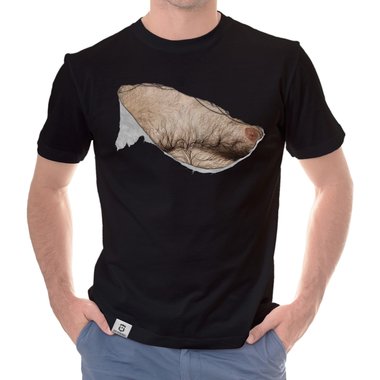 Herren T-Shirt - Haarige Mnnerbrust dunkelblau-haar S