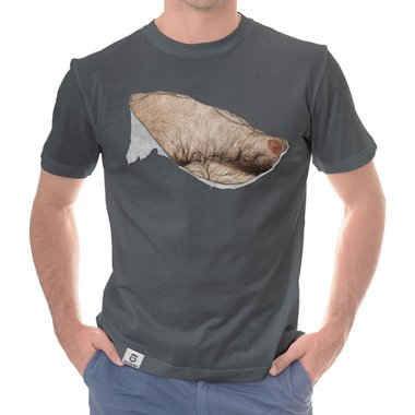 Herren T-Shirt - Haarige Mnnerbrust dunkelblau-haar S