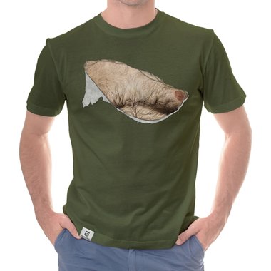 Herren T-Shirt - Haarige Mnnerbrust dunkelblau-haar S
