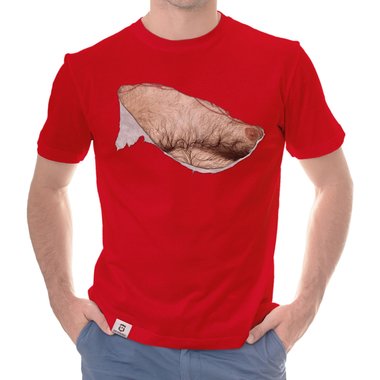 Herren T-Shirt - Haarige Mnnerbrust dunkelblau-haar S
