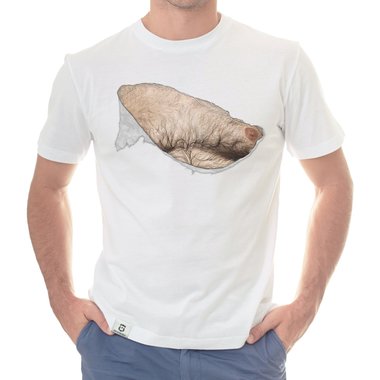 Herren T-Shirt - Haarige M�nnerbrust weiss-haar 5XL