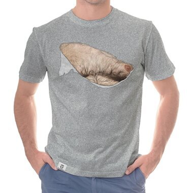 Herren T-Shirt - Haarige M�nnerbrust weiss-haar 5XL