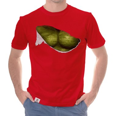 Herren T-Shirt - Green Monster Riss dunkelblau-grn S