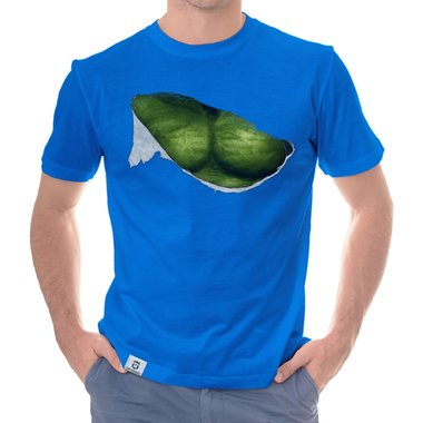 Herren T-Shirt - Green Monster Riss dunkelblau-grn S