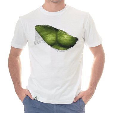 Herren T-Shirt - Green Monster Riss weiss-grn 5XL