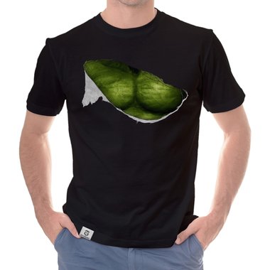Herren T-Shirt - Green Monster Riss weiss-grn 5XL