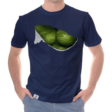 Herren T-Shirt - Green Monster Riss weiss-grn 5XL