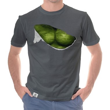 Herren T-Shirt - Green Monster Riss weiss-grn 5XL