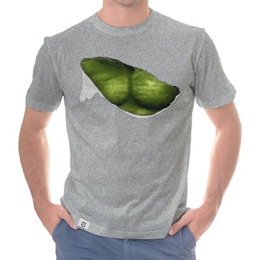 Herren T-Shirt - Green Monster Riss weiss-grn 5XL