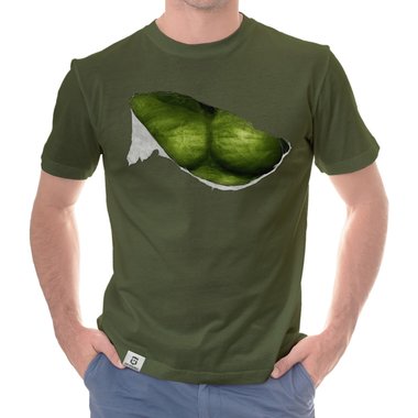 Herren T-Shirt - Green Monster Riss weiss-grn 5XL