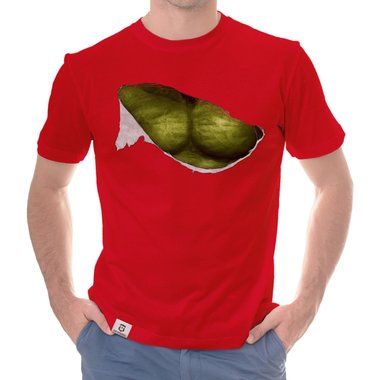 Herren T-Shirt - Green Monster Riss weiss-grn 5XL
