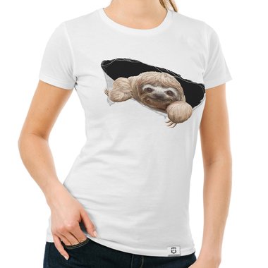 Damen T-Shirt - Das Faultier in dir weiss-braun XXL