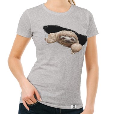 Damen T-Shirt - Das Faultier in dir weiss-braun XXL