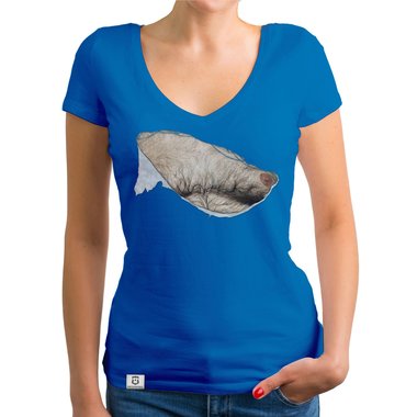 Damen T-Shirt V-Ausschnitt - Haarige Mnnerbrust