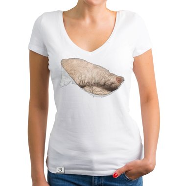 Damen T-Shirt V-Ausschnitt - Haarige Mnnerbrust