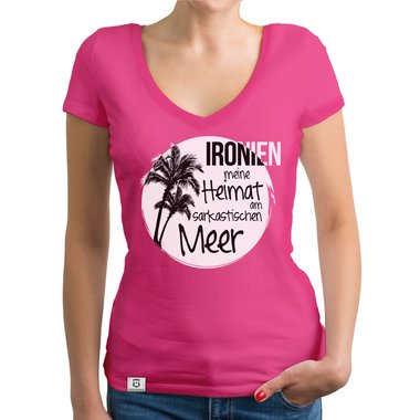 Damen T-Shirt V-Ausschnitt - Ironien - Heimat am sarkastischen Meer