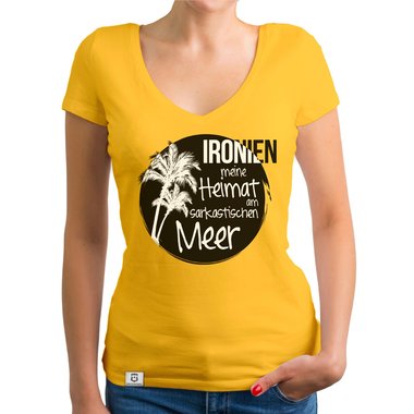 Damen T-Shirt V-Ausschnitt - Ironien - Heimat am sarkastischen Meer