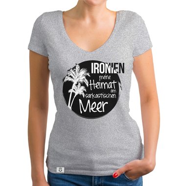 Damen T-Shirt V-Ausschnitt - Ironien - Heimat am sarkastischen Meer