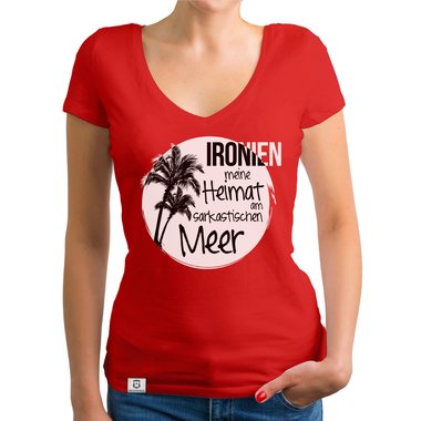 Damen T-Shirt V-Ausschnitt - Ironien - Heimat am sarkastischen Meer