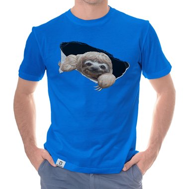 Herren T-Shirt - Faultier dunkelblau-braun S