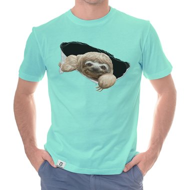 Herren T-Shirt - Faultier dunkelblau-braun S