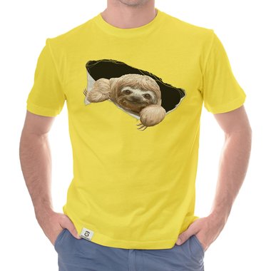 Herren T-Shirt - Faultier dunkelblau-braun S