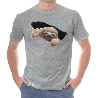 Herren T-Shirt - Faultier dunkelblau-braun S