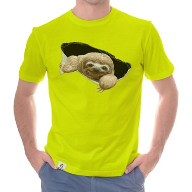 Herren T-Shirt - Faultier dunkelblau-braun S