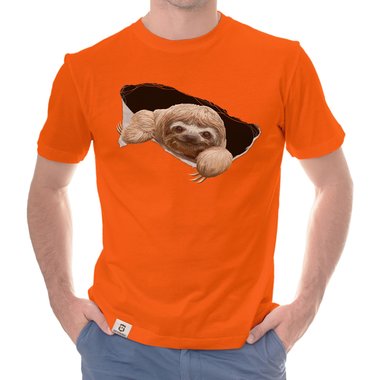 Herren T-Shirt - Faultier dunkelblau-braun S