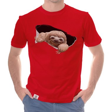 Herren T-Shirt - Faultier dunkelblau-braun S