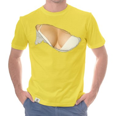 Herren T-Shirt - Bikini Busen dunkelblau-weiss S