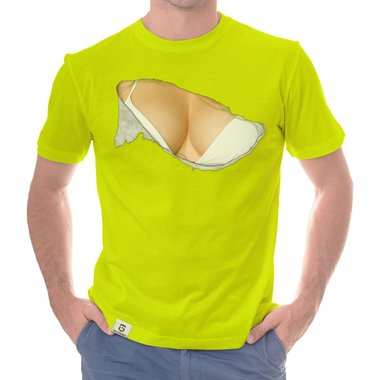 Herren T-Shirt - Bikini Busen dunkelblau-weiss S