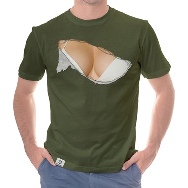 Herren T-Shirt - Bikini Busen dunkelblau-weiss S