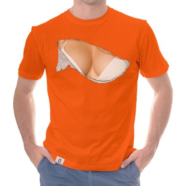 Herren T-Shirt - Bikini Busen dunkelblau-weiss S