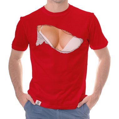Herren T-Shirt - Bikini Busen dunkelblau-weiss S