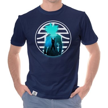 Herren T-Shirt - Goku Genkidama dunkelblau-weiss S