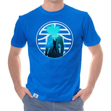 Herren T-Shirt - Goku Genkidama dunkelblau-weiss S