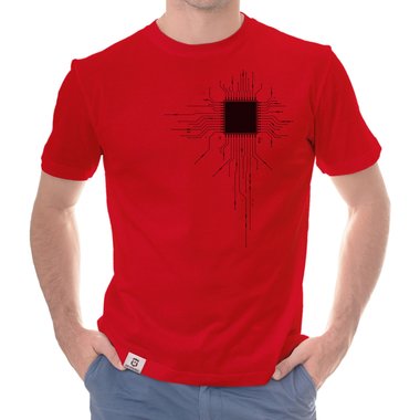 Herren T-Shirt - CPU Nerd IT dunkelblau-gelb S