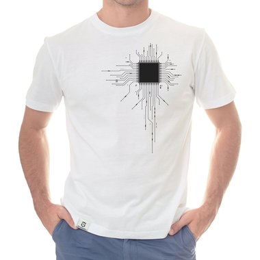 Herren T-Shirt - CPU Nerd IT dunkelblau-gelb S