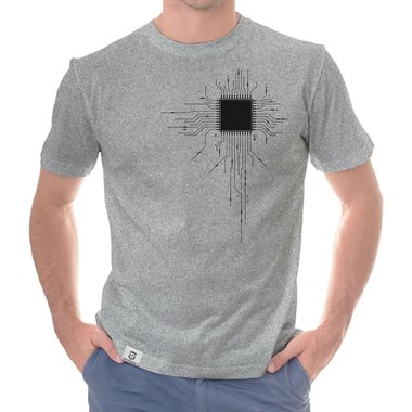 Herren T-Shirt - CPU Nerd IT dunkelblau-gelb S