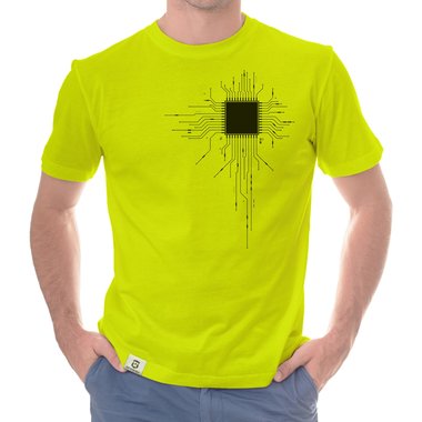 Herren T-Shirt - CPU Nerd IT dunkelblau-gelb S